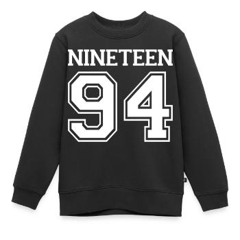 1994 - Kinder Premium Organic Sweatshirt - Schwarz - Vorne - AI Model Kid Female (0cm)