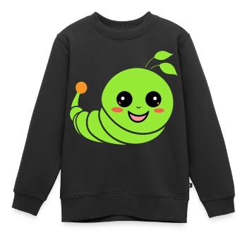 Chenilles insecte Amour petite chenille - Sweat Premium enfant bio - noir - Devant - AI Model Kid Female (0cm)