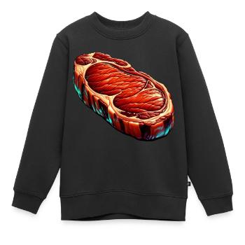 Viande | Griller - Sweat Premium enfant bio - noir - Devant - AI Model Kid Female (0cm)