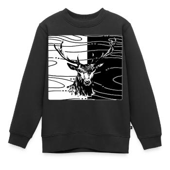 Cerf - Sweat Premium enfant bio - noir - Devant - AI Model Kid Female (0cm)