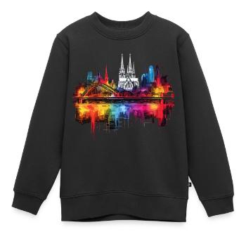 Cologne Cathédrale de Cologne Allemagne Ville Skyline Splash - Sweat Premium enfant bio - noir - Devant - AI Model Kid Female (0cm)