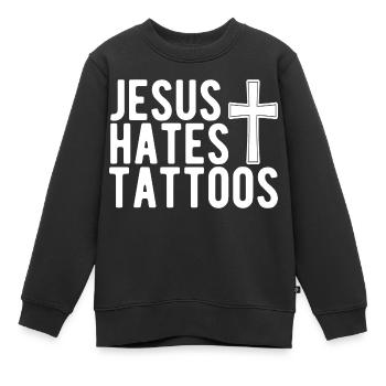 Jésus déteste les tatouages Tatouage Anti Tatouage - Sweat Premium enfant bio - noir - Devant - AI Model Kid Female (0cm)