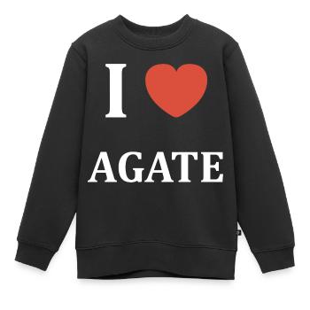 I love Agate - Sweat Premium enfant bio - noir - Devant - AI Model Kid Female (0cm)