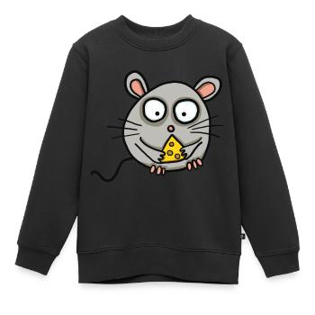 Souris au fromage - Sweat Premium enfant bio - noir - Devant - AI Model Kid Female (0cm)
