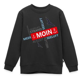 Mer, Moin, Port, Mer du Nord - Sweat Premium enfant bio - noir - Devant - AI Model Kid Female (0cm)