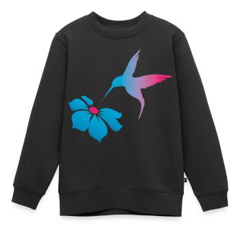 Kolibri und Blüte - Verbindung und Leichtigkeit - Kinder Premium Organic Sweatshirt - Schwarz - Vorne - AI Model Kid Female (0cm)