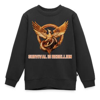 The Hunger Games, la survie c’est la rébellion - Sweat Premium enfant bio - noir - Devant - AI Model Kid Female (0cm)
