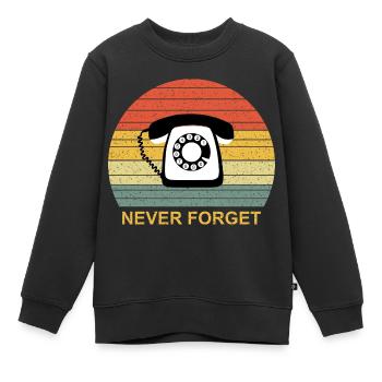 Telefon mit Wählscheibe Never Forget vintage retro - Kinder Premium Organic Sweatshirt - Schwarz - Vorne - AI Model Kid Female (0cm)
