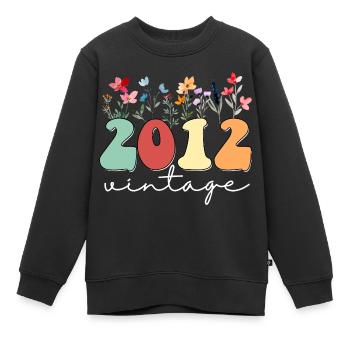 12 ans Vintage 2012 12e anniversaire de filles sauvage - Sweat Premium enfant bio - noir - Devant - AI Model Kid Female (0cm)