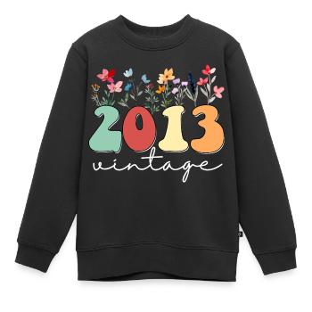 11 ans Vintage 2013 11e anniversaire de filles sauvage - Sweat Premium enfant bio - noir - Devant - AI Model Kid Female (0cm)