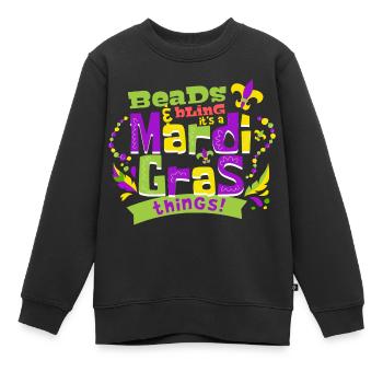 Beads and bling It's a Mardi Gras things - Kinder Premium Organic Sweatshirt - Schwarz - Vorne - AI Model Kid Female (0cm)
