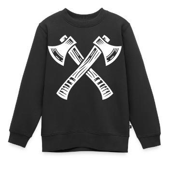 Gekreuzte Axt - Kinder Premium Organic Sweatshirt - Schwarz - Vorne - AI Model Kid Female (0cm)