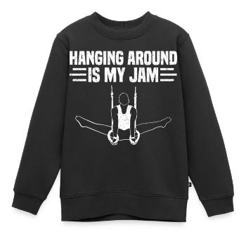 Gymnastique aux anneaux 2 - Sweat Premium enfant bio - noir - Devant - AI Model Kid Female (0cm)