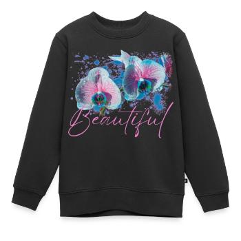 Schöne Aphrodite-Blüten - Kinder Premium Organic Sweatshirt - Schwarz - Vorne - AI Model Kid Female (0cm)