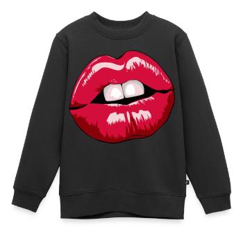 LIPPEN - Kinder Premium Organic Sweatshirt - Schwarz - Vorne - AI Model Kid Female (0cm)