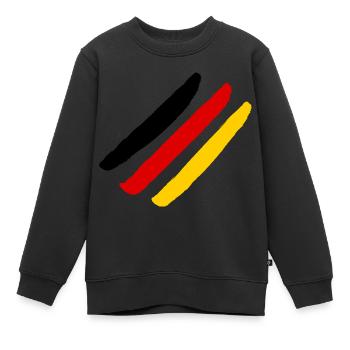 Deutschlandflagge - Style Streifen - Kinder Premium Organic Sweatshirt - Schwarz - Vorne - AI Model Kid Female (0cm)