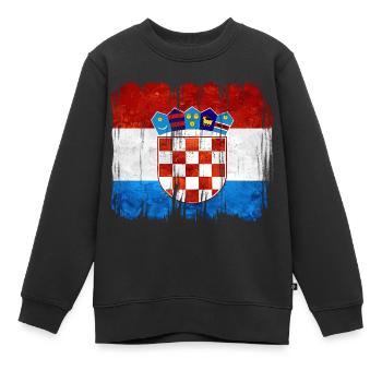 Kroatien hrvatska kroatien hrv hr zagreb geteilte Flagge - Kinder Premium Organic Sweatshirt - Schwarz - Vorne - AI Model Kid Female (0cm)