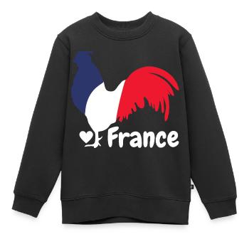 Coq français bleu blanc rouge - Sweat Premium enfant bio - noir - Devant - AI Model Kid Female (0cm)