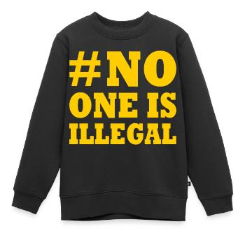 no one is illegal - Sweat Premium enfant bio - noir - Devant - AI Model Kid Female (0cm)