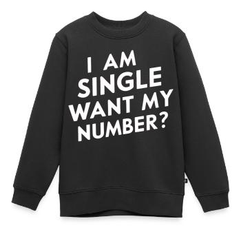 Ich bin Single Willst du meine Nummer - Kinder Premium Organic Sweatshirt - Schwarz - Vorne - AI Model Kid Female (0cm)