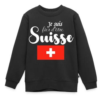 Je suis fier d être Suisse - Sweat Premium enfant bio - noir - Devant - AI Model Kid Female (0cm)