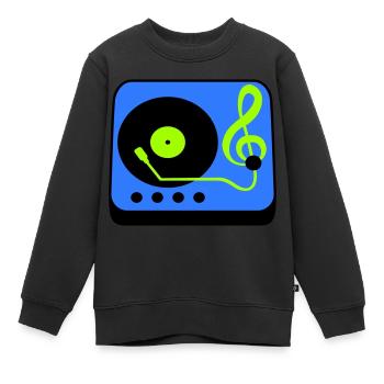 Musik Notenschlüssel Note Mischpult Party Vinyl - Kinder Premium Organic Sweatshirt - Schwarz - Vorne - AI Model Kid Female (0cm)