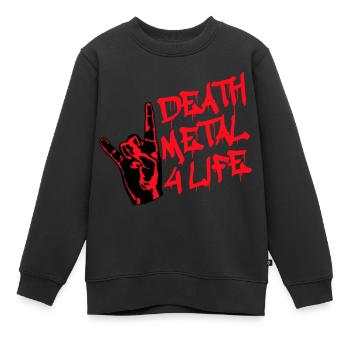 Heavy Death Metal 4 Life Hard Rock Cool Geste de la main - Sweat Premium enfant bio - noir - Devant - AI Model Kid Female (0cm)