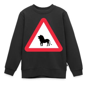 Achtung Löwen-Warnung - Kinder Premium Organic Sweatshirt - Schwarz - Vorne - AI Model Kid Female (0cm)