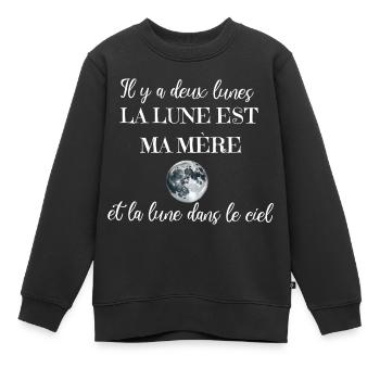 Il y a deux lunes La lune est ma mère - Sweat Premium enfant bio - noir - Devant - AI Model Kid Female (0cm)