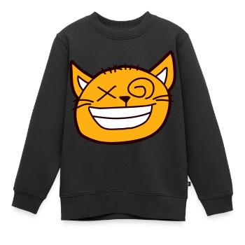 Wahnsinnige Katze Schielt Lustig Verrückt Grimasse - Kinder Premium Organic Sweatshirt - Schwarz - Vorne - AI Model Kid Female (0cm)