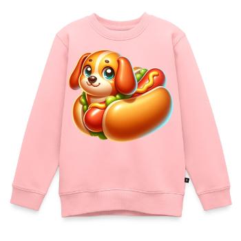 Hot Dog Hund - Kinder Premium Organic Sweatshirt - Rosa - Vorne - AI Model Kid Female (0cm)