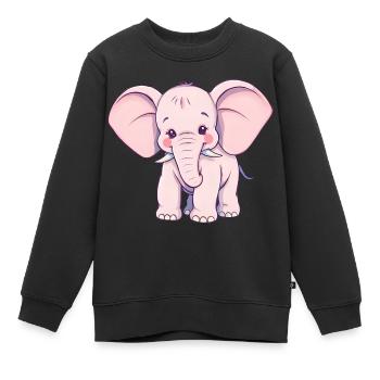 Verspielter rosa Elefant mit blauem Schwanz - Kinder Premium Organic Sweatshirt - Schwarz - Vorne - AI Model Kid Female (0cm)
