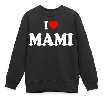 I love mami - Sweat Premium enfant bio - noir - Devant - AI Model Kid Female (0cm)