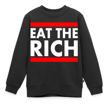 Eat the rich - Kinder Premium Organic Sweatshirt - Schwarz - Vorne - AI Model Kid Female (0cm)