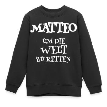 Matteo - Kinder Premium Organic Sweatshirt - Schwarz - Vorne - AI Model Kid Female (0cm)