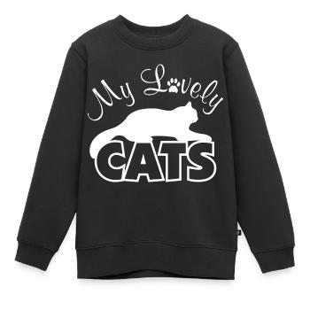 Mes adorables chats - Sweat Premium enfant bio - noir - Devant - AI Model Kid Female (0cm)