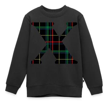 Monogramme x tartan écossais - Sweat Premium enfant bio - noir - Devant - AI Model Kid Female (0cm)