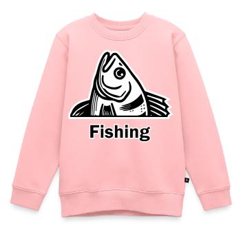 Gefangener Barsch - Fishing Design - Kinder Premium Organic Sweatshirt - Rosa - Vorne - AI Model Kid Female (0cm)
