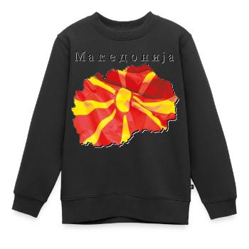 Drapeau de la Macédoine sur la carte de la Macédoine MK - Sweat Premium enfant bio - noir - Devant - AI Model Kid Female (0cm)
