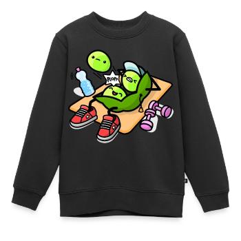 Kawaii pea pod during workout - Kids Premium Organic Sweatshirt - black - Front - AI Model Kid Female (0cm)