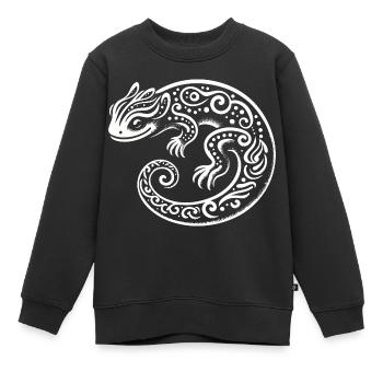 Lézard tribal - Sweat Premium enfant bio - noir - Devant - AI Model Kid Female (0cm)