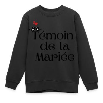 Témoin de la mariée - Sweat Premium enfant bio - noir - Devant - AI Model Kid Female (0cm)