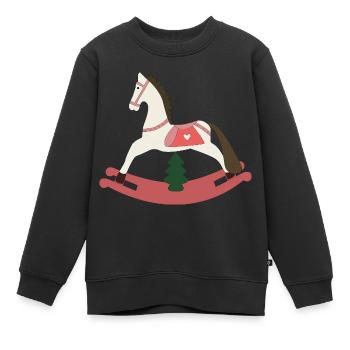 Rocking Horse Christmas - Kids Premium Organic Sweatshirt - black - Front - AI Model Kid Female (0cm)