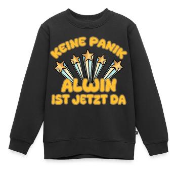 Prénom Alwin - Sweat Premium enfant bio - noir - Devant - AI Model Kid Female (0cm)