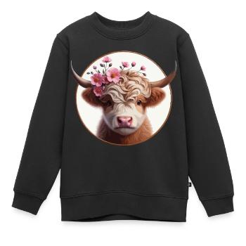 Highlander Kalb 3 - Kinder Premium Organic Sweatshirt - Schwarz - Vorne - AI Model Kid Female (0cm)