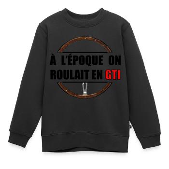 A l époque on roulait en voiture de sport - Sweat Premium enfant bio - noir - Devant - AI Model Kid Female (0cm)