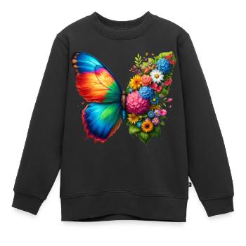 Bunter Schmetterling, von der Natur inspirierte Sommerstimmungen - Kinder Premium Organic Sweatshirt - Schwarz - Vorne - AI Model Kid Female (0cm)