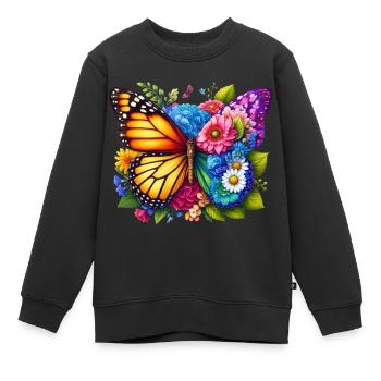 Bunter Schmetterling, von der Natur inspirierte Sommerstimmungen - Kinder Premium Organic Sweatshirt - Schwarz - Vorne - AI Model Kid Female (0cm)
