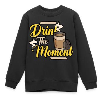 Pause café - Sweat Premium enfant bio - noir - Devant - AI Model Kid Female (0cm)