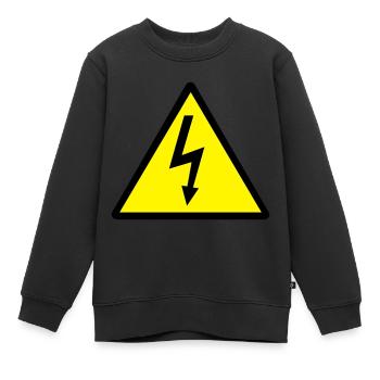 Strom - Hochspannung - Gefahr - Achtung - Power - Kinder Premium Organic Sweatshirt - Schwarz - Vorne - AI Model Kid Female (0cm)